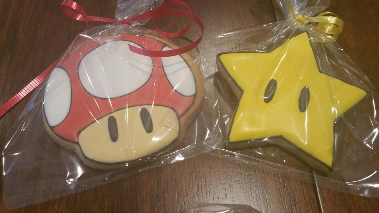 Mario Cookies (inspired by Super Mario) One Dozen 12 - Ladybug bake shop