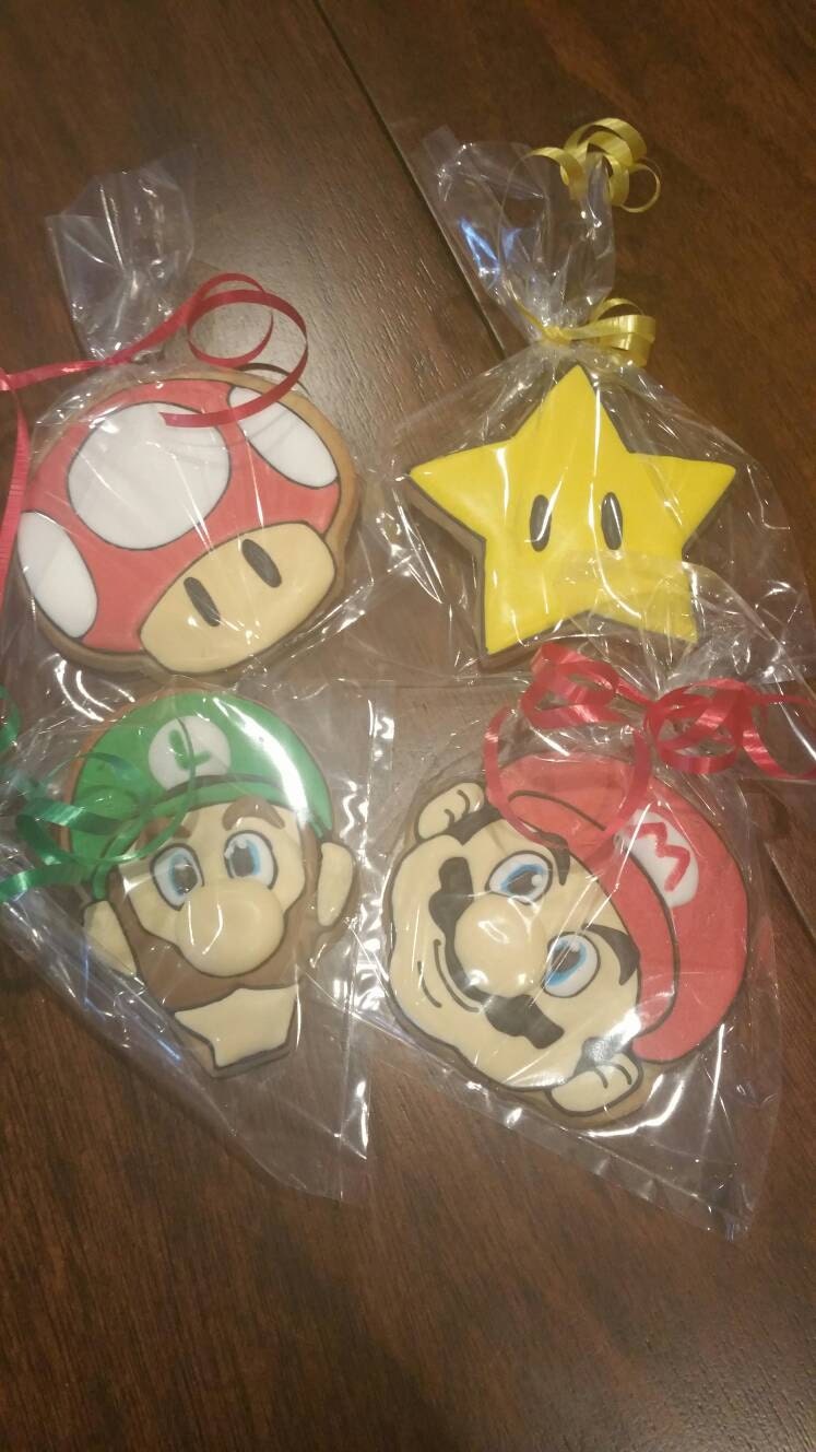 Mario Cookies (inspired by Super Mario) One Dozen 12 - Ladybug bake shop