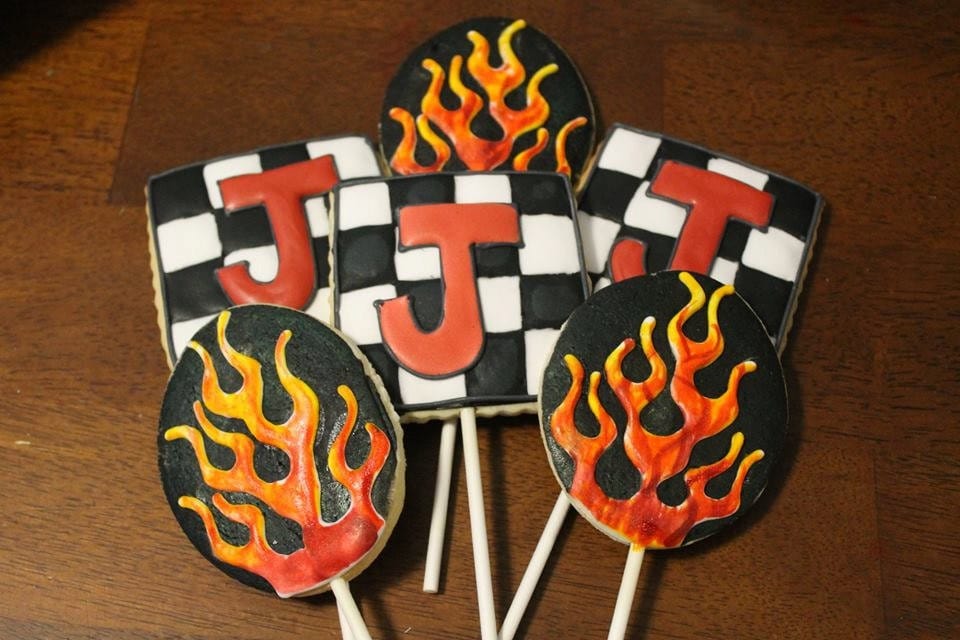 hotrod racing cookies One Dozen (12) - Ladybug bake shop