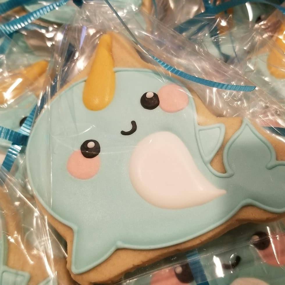 Narwhal cookies One Dozen (12) - Ladybug bake shop