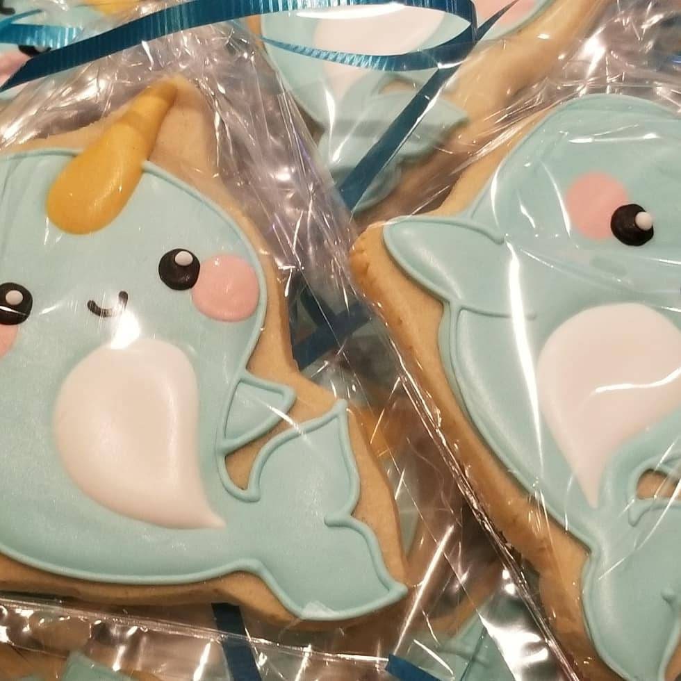 Narwhal cookies One Dozen (12) - Ladybug bake shop