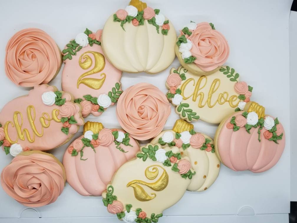Pumpkin Birthday Cookies  One Dozen (12) - Ladybug bake shop