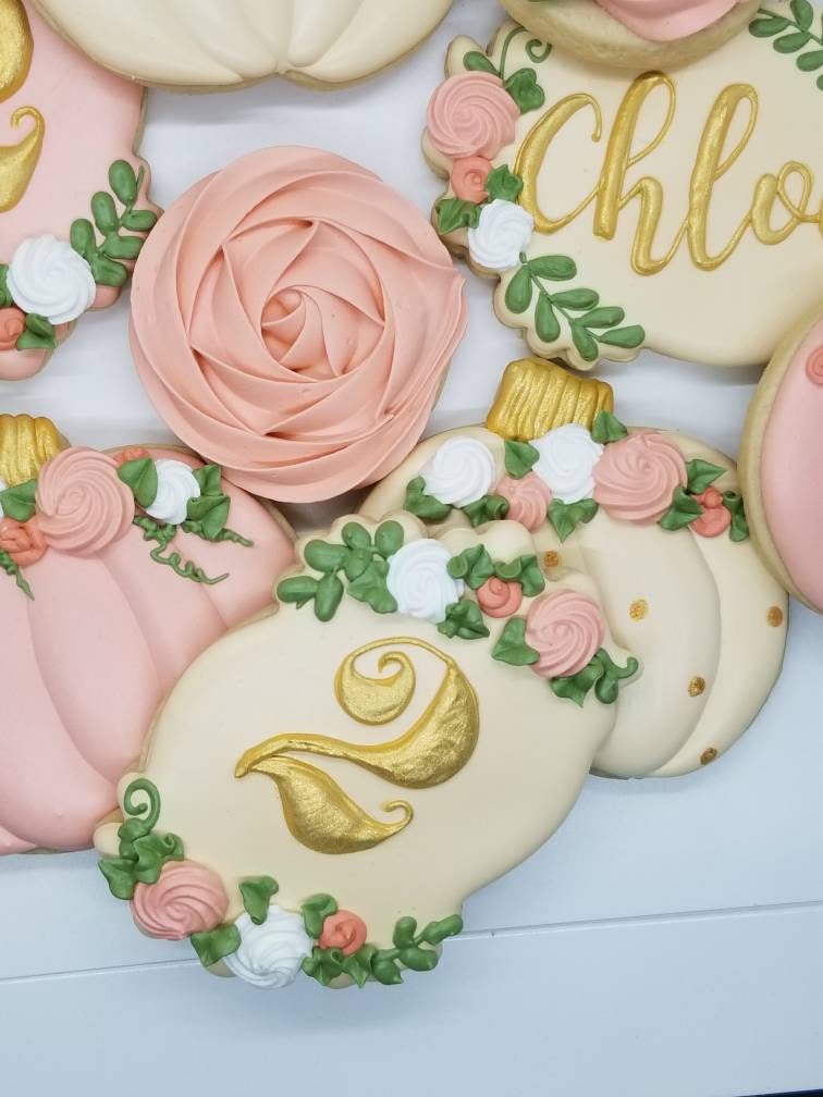 Pumpkin Birthday Cookies  One Dozen (12) - Ladybug bake shop