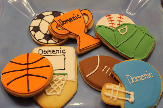 sports cookies  One Dozen (12) - Ladybug bake shop
