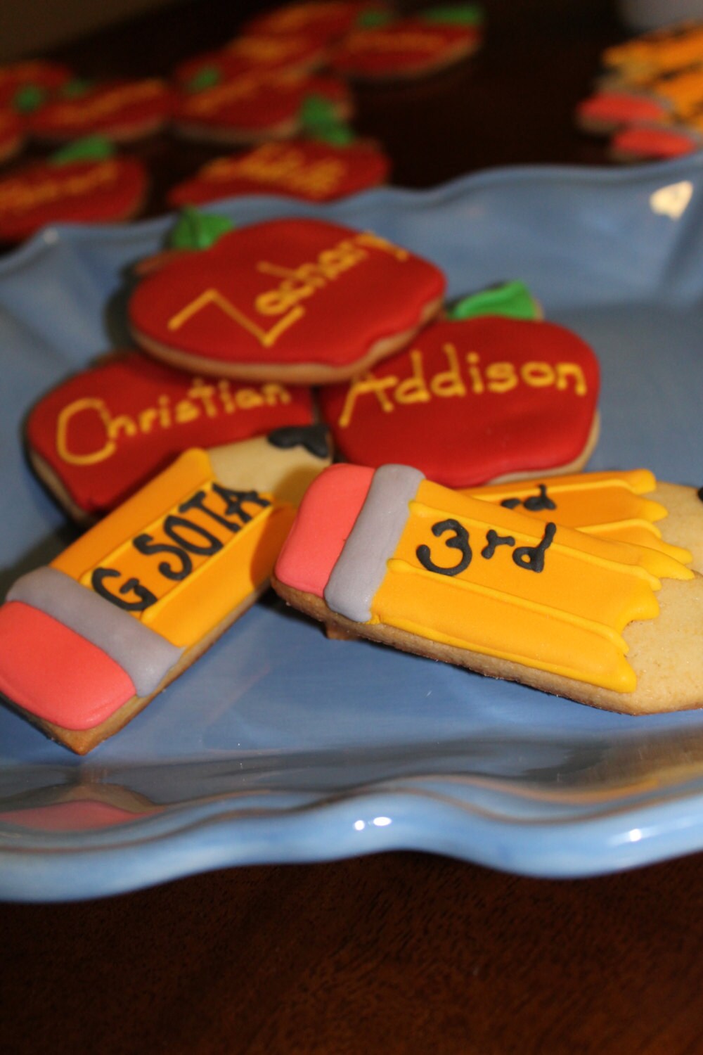 school apple and pencil cookies One Dozen (12) - Ladybug bake shop