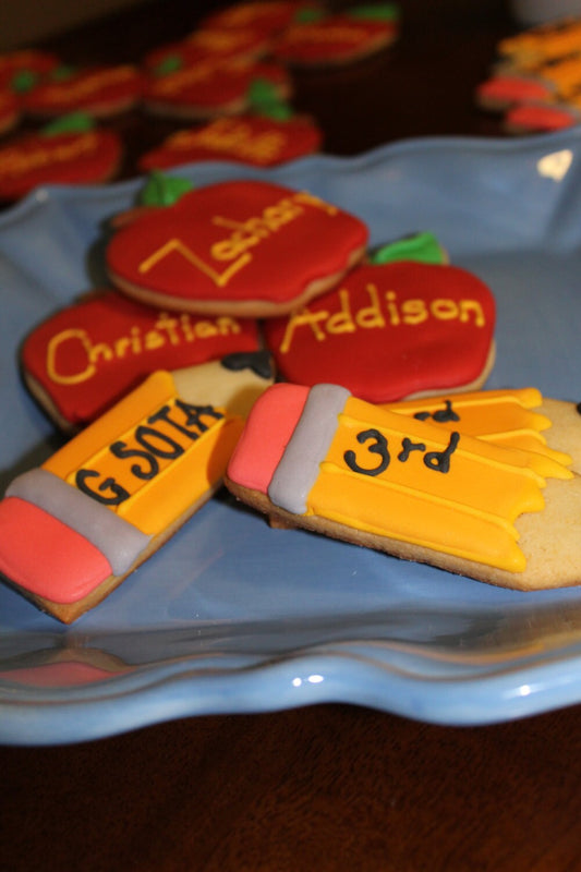 school apple and pencil cookies One Dozen (12) - Ladybug bake shop