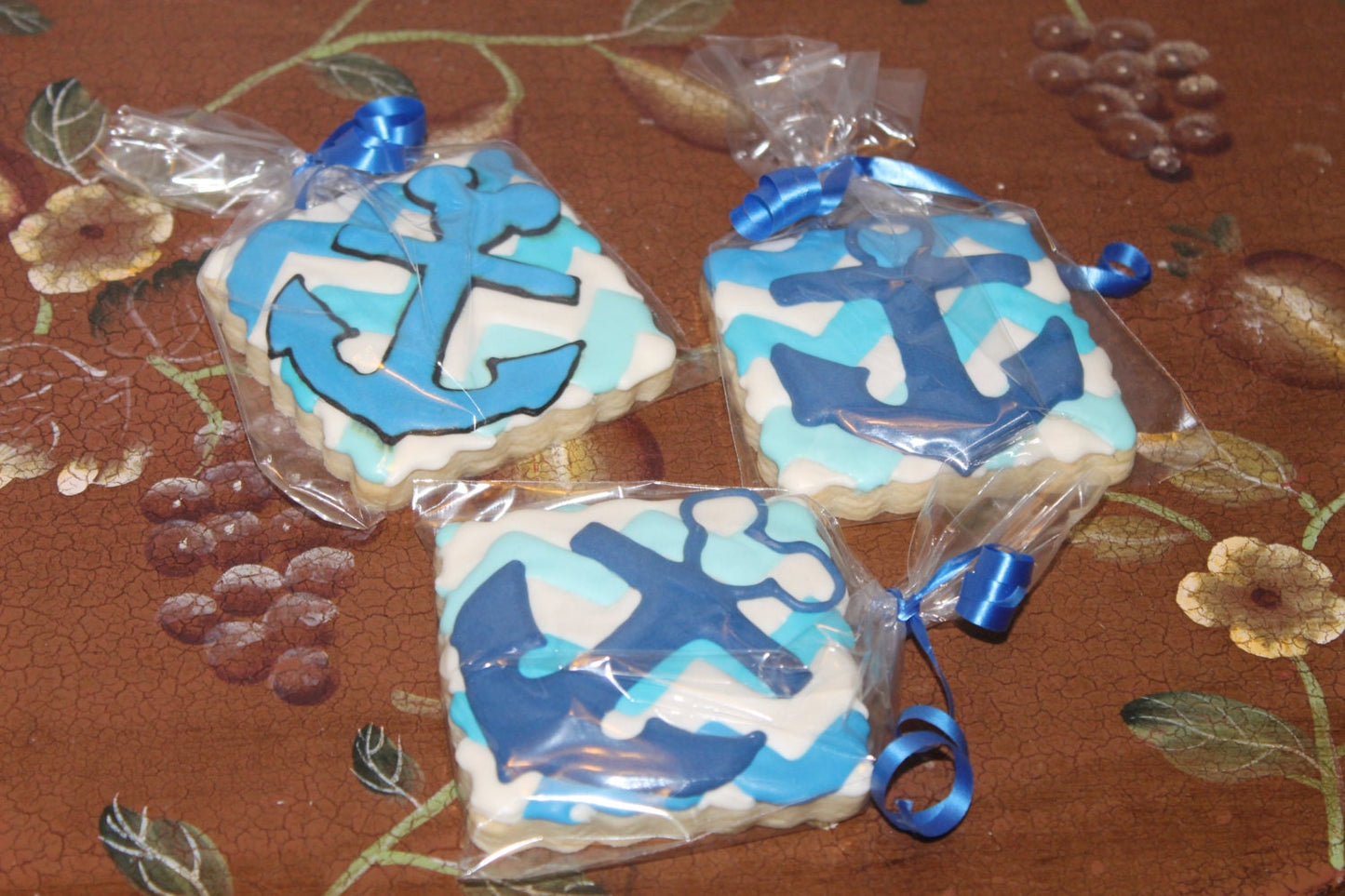 Nautical theme chevron cookies One Dozen (12) - Ladybug bake shop