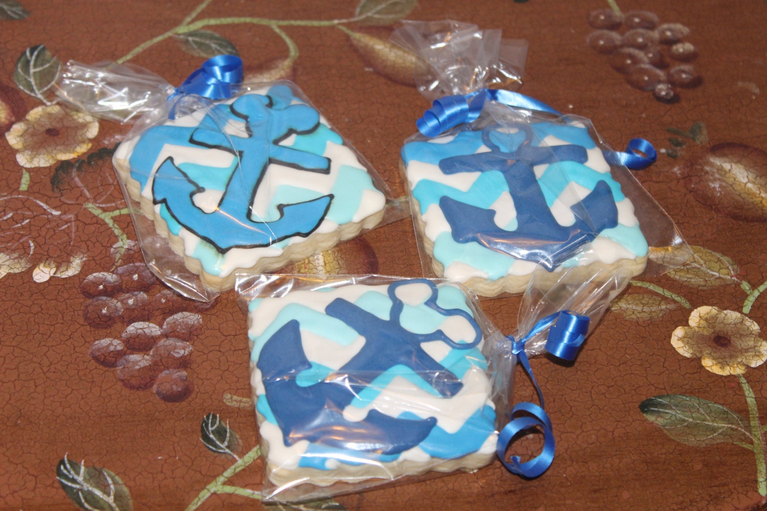 Nautical theme chevron cookies One Dozen (12) - Ladybug bake shop